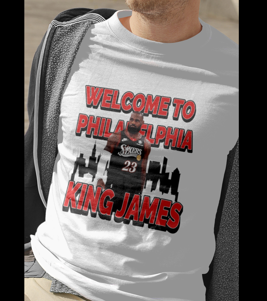 Philadelphia 76ers Welcome King James To Philadelphia Skyline T-Shirt