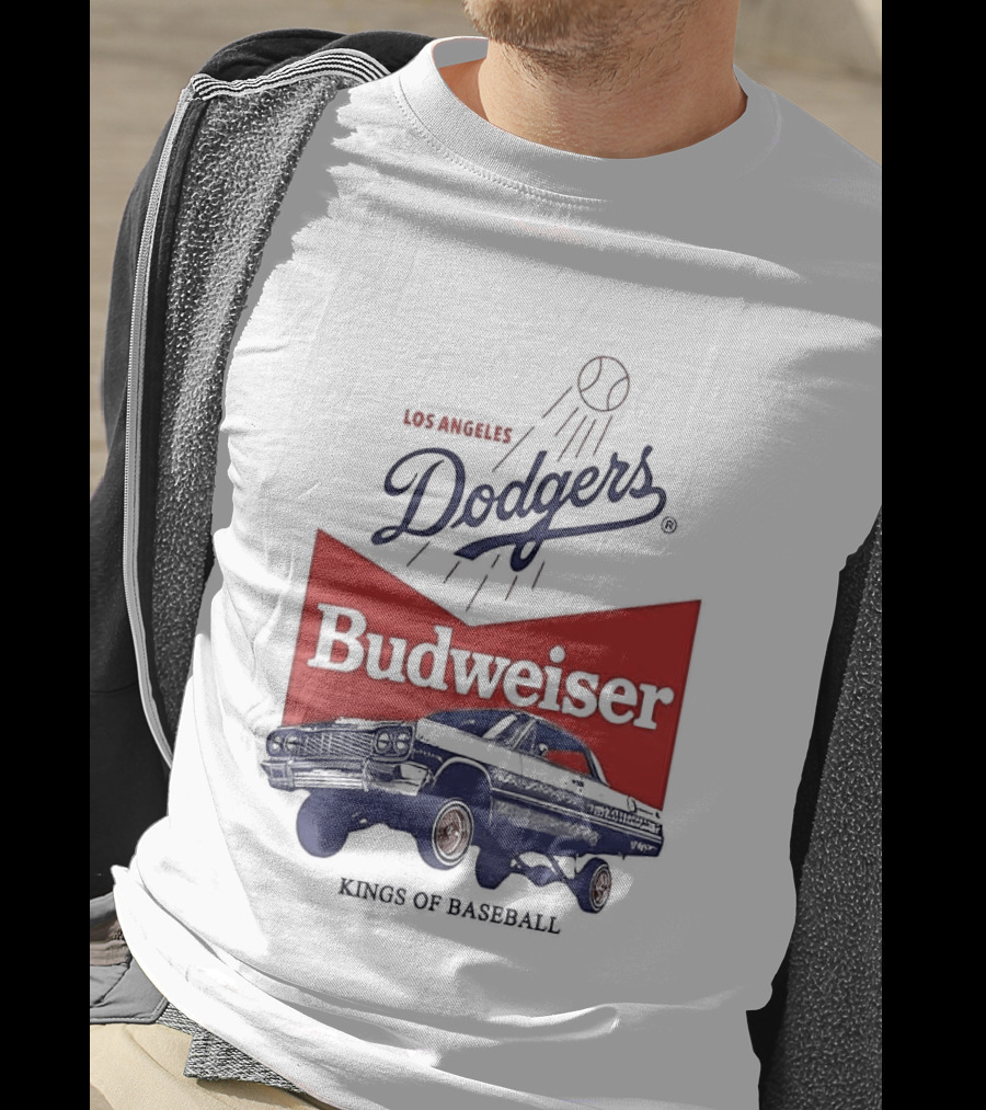 Los Angeles Dodgers Budweiser Kings Of Baseball Retro Car T-Shirt