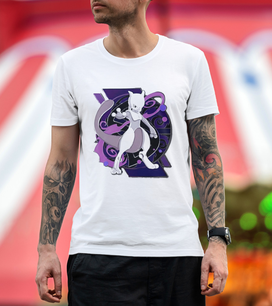 Pokemon Mewtwo Psychic Power Strike Dynamic Pose T-Shirt