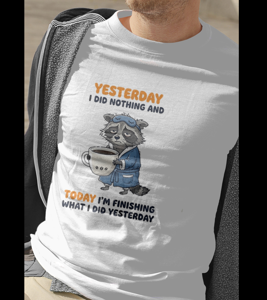 Yesterday I Did Nothing And Today Raccoon Finishing What I Did Yesterday T-Shirt