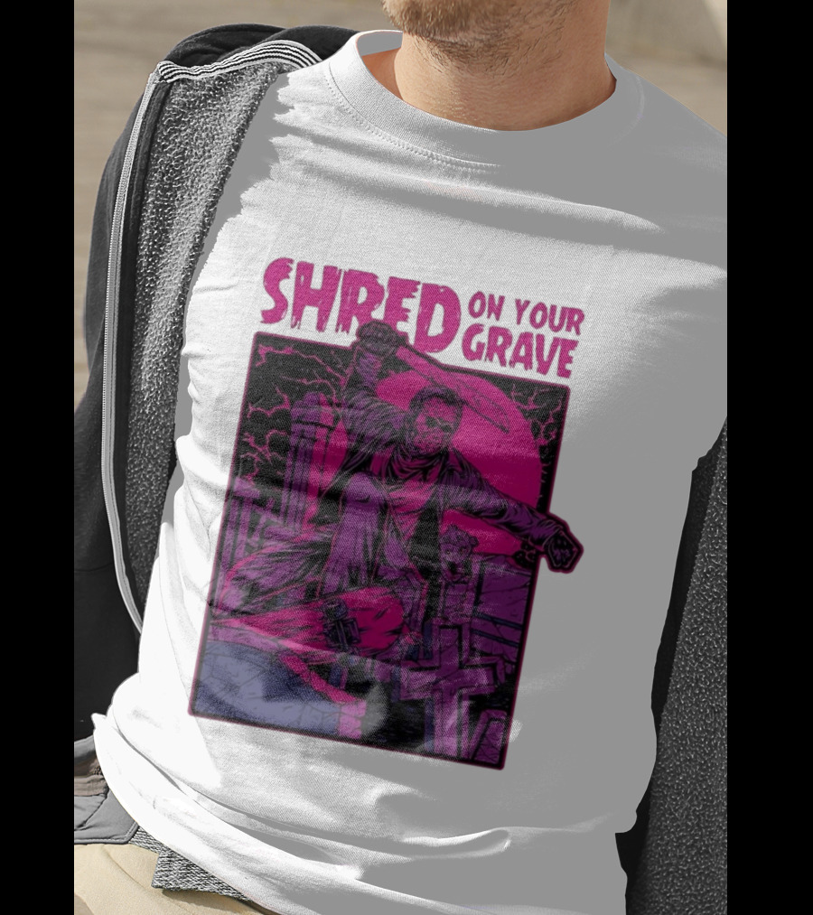 Shred On Your Grave Halloween Skateboarding Tombstones Horror T-Shirt