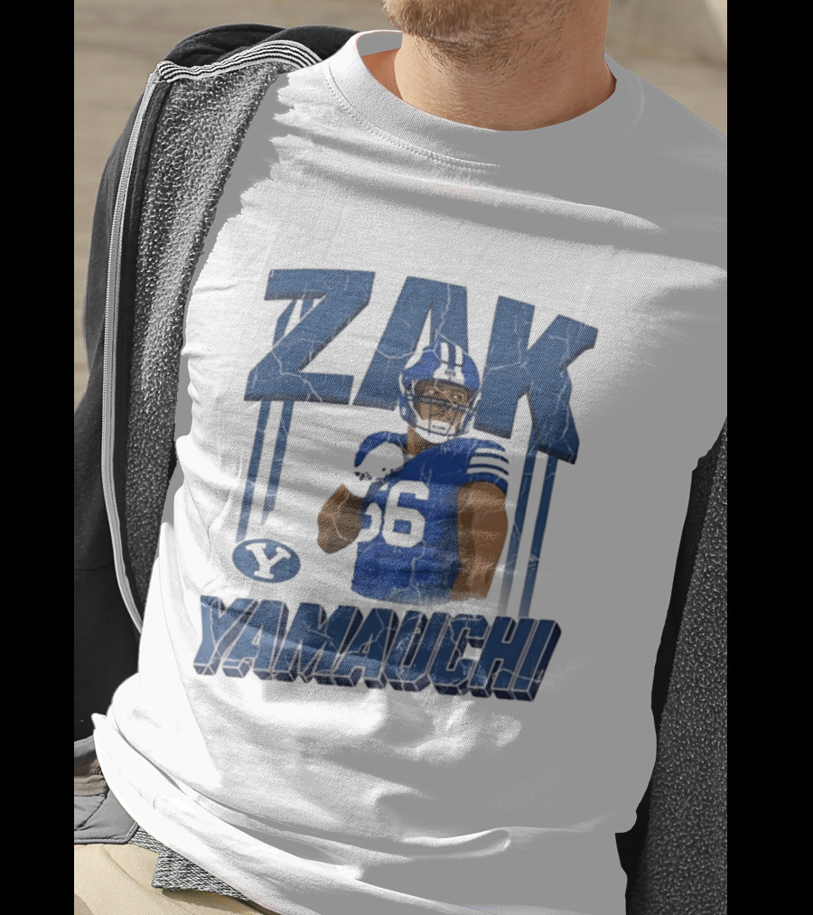 Zak Yamauchi Football Number 66 Blue And Green T-Shirt