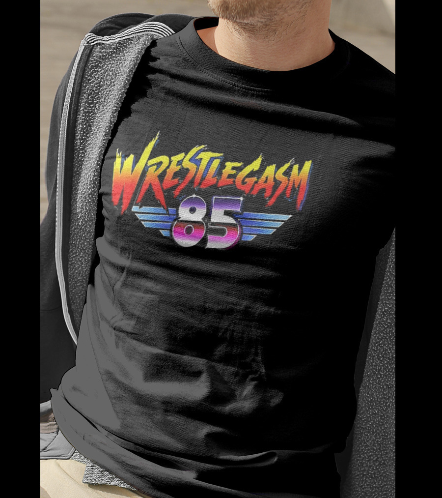 Barrett Pfeiffer Wrestlegasm 85 Retro Style Font Winged T-Shirt