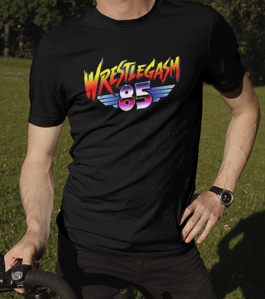 Barrett Pfeiffer Wrestlegasm 85 Retro Style Font Winged T-Shirt