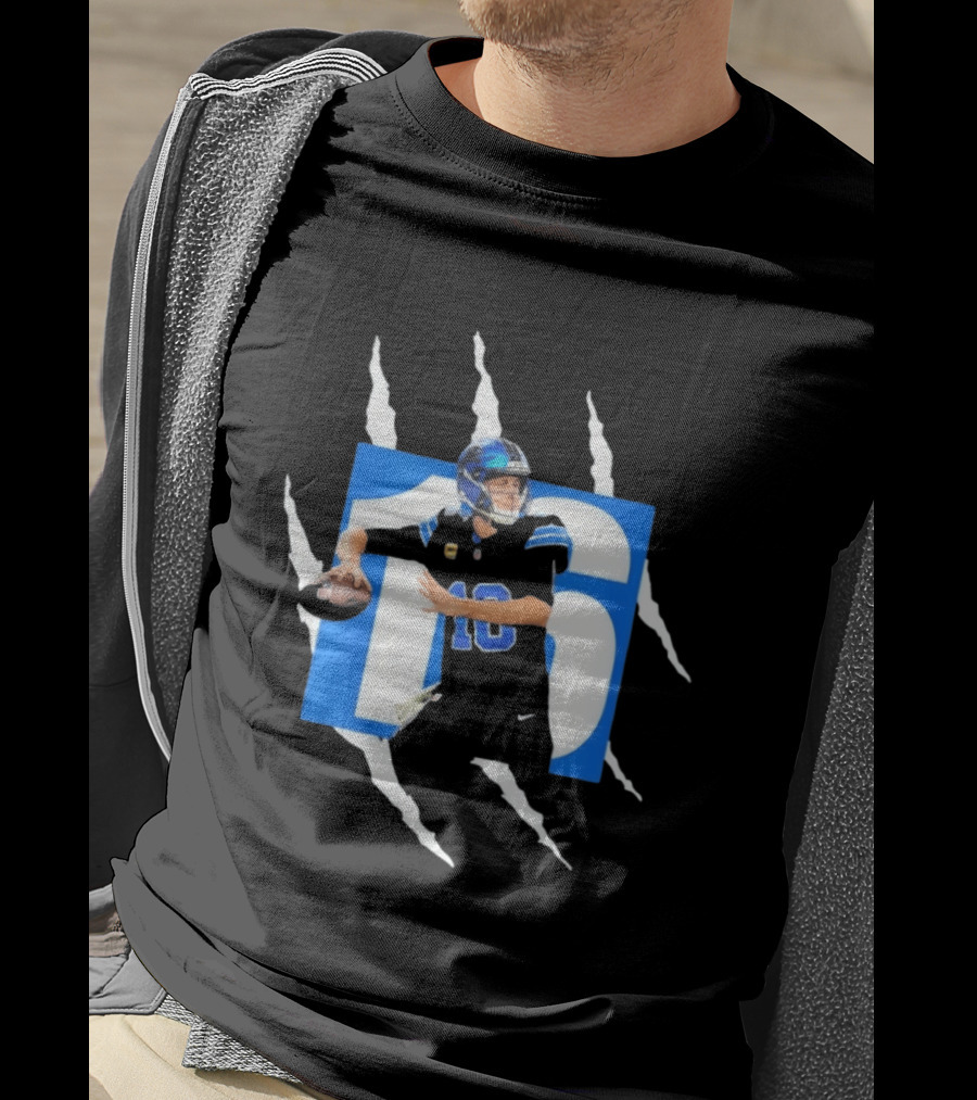Jared Goff 16 Claw Scratch Football Quarterback T-Shirt