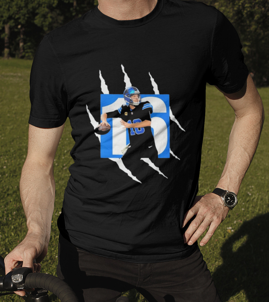 Jared Goff 16 Claw Scratch Football Quarterback T-Shirt