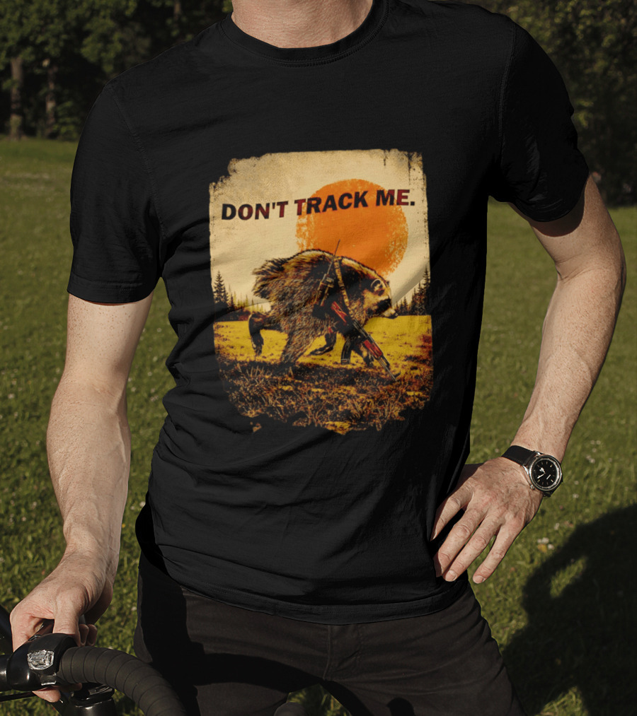 Don't Track Me Raccoon Sunset AK 47 Forest Scene T-Shirt