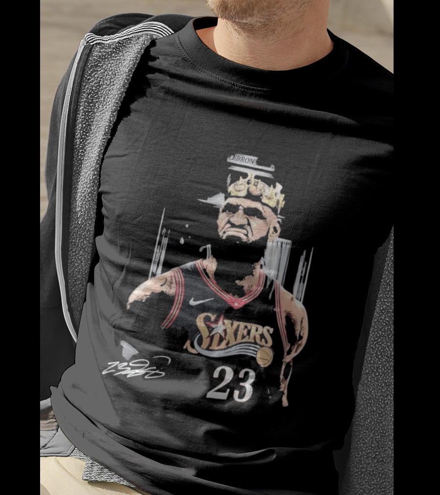 Philadelphia 76ers LeBron James Crown 23 Signature Basketball T-Shirt