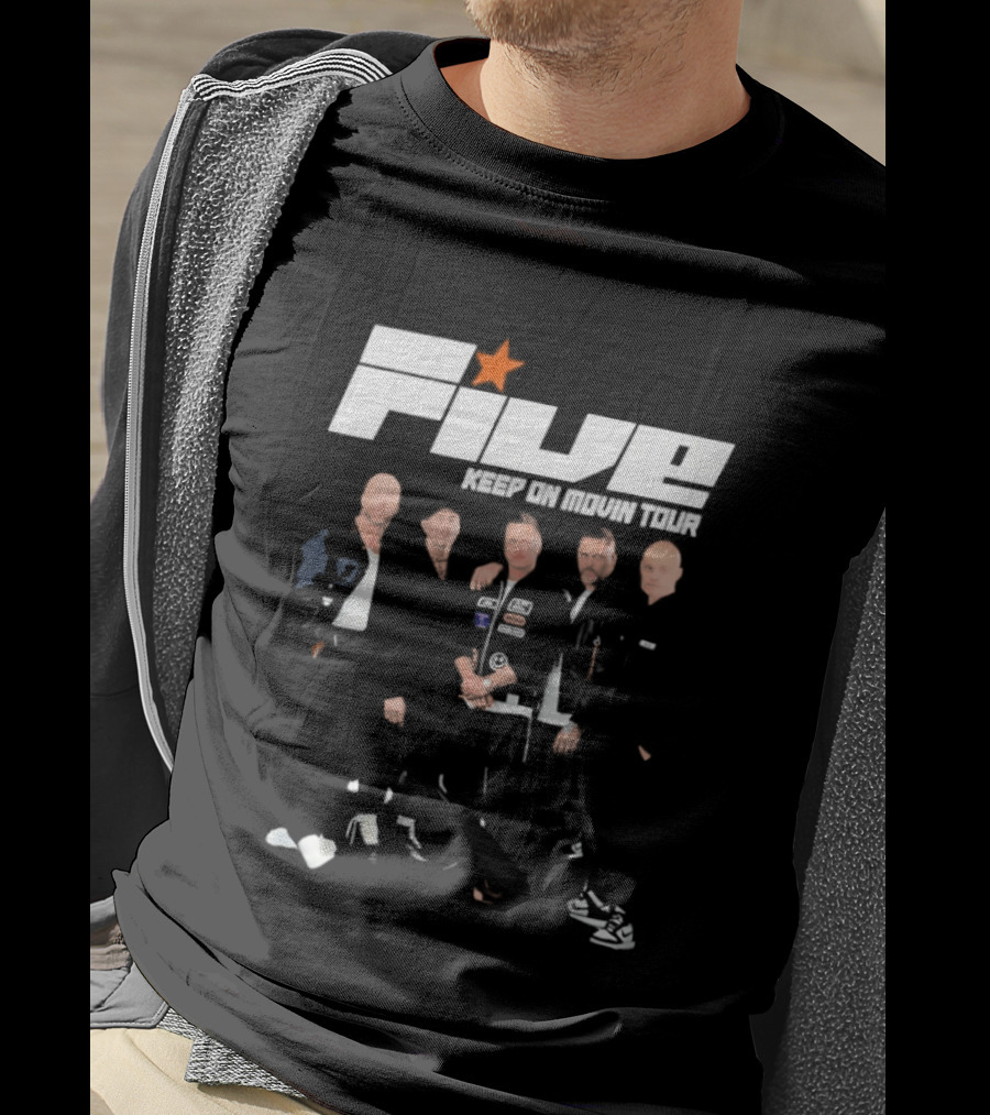 Five Keep On Movin Tour 90s Boyband Nostalgia Star T-Shirt