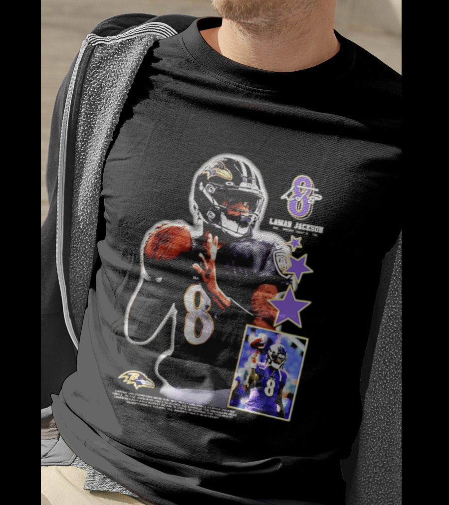 Lamar Jackson Baltimore Ravens No 8 MVP Stars Iconic Football Legend T-Shirt