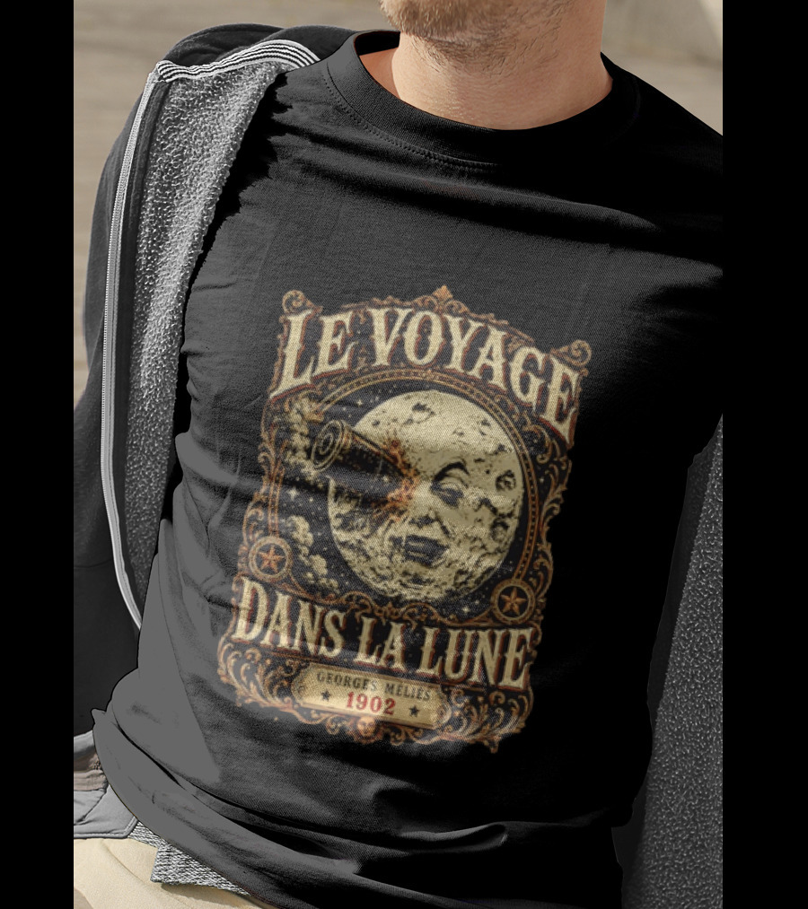 Le Voyage Dans La Lune Georges Méliès 1902 Vintage Space Adventure Moon Face T-Shirt