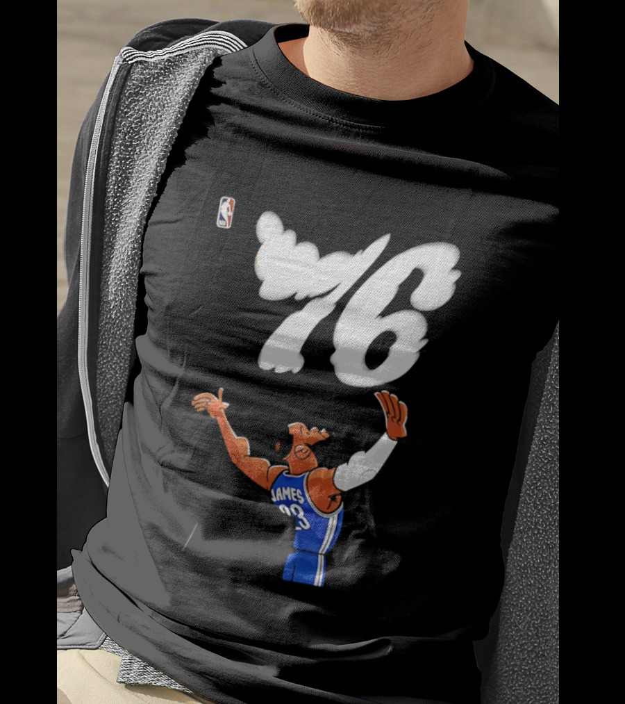 LeBron James 23 Cartoon 76 Philadelphia NBA Jersey Basketball T-Shirt