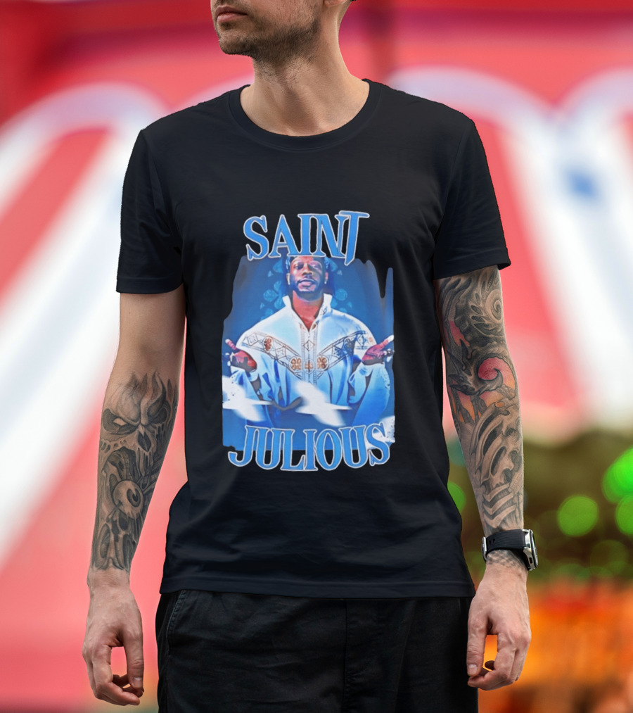 Saint Julios Majestic Icon In White Robe T-Shirt