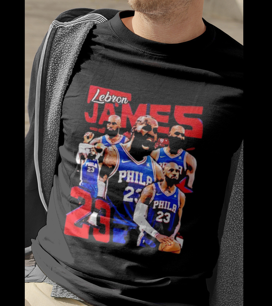 LeBron James No 23 Philadelphia 76ers Collage Legends T-Shirt