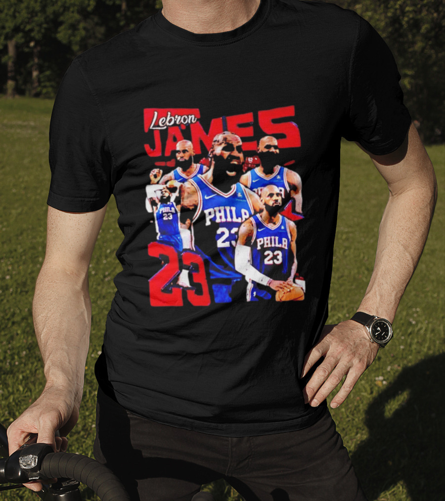 LeBron James No 23 Philadelphia 76ers Collage Legends T-Shirt