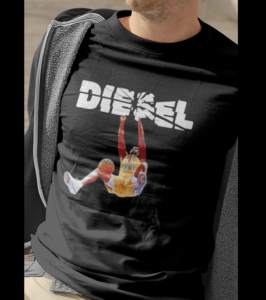 Shaquille O'Neal Diesel Broken Glass Lakers 34 Dunk T-Shirt