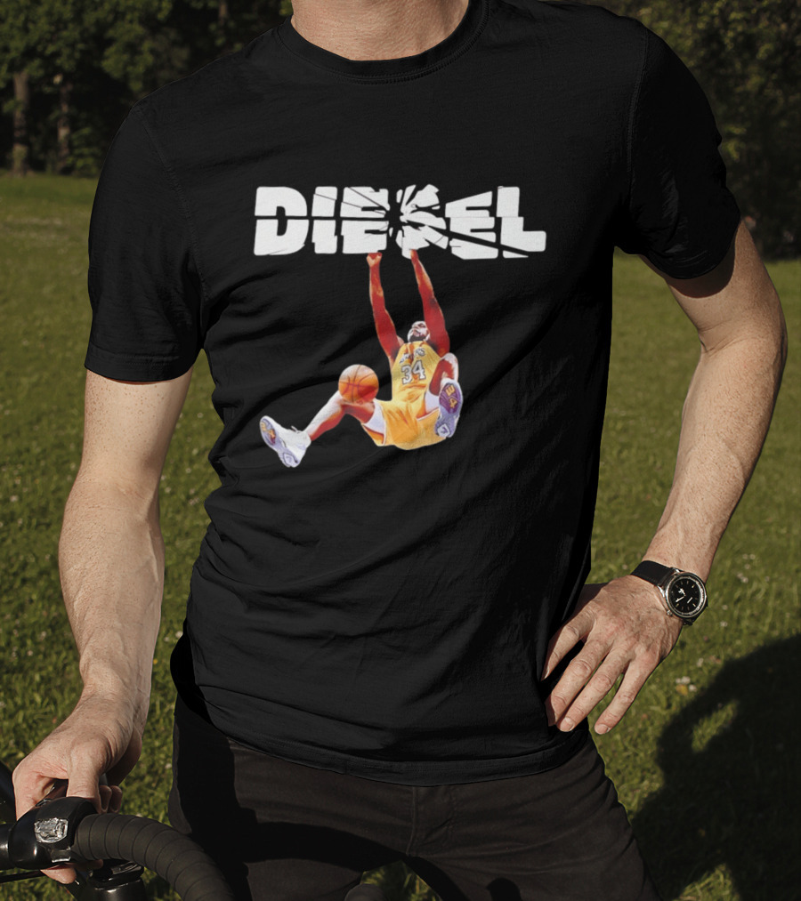 Shaquille O'Neal Diesel Broken Glass Lakers 34 Dunk T-Shirt