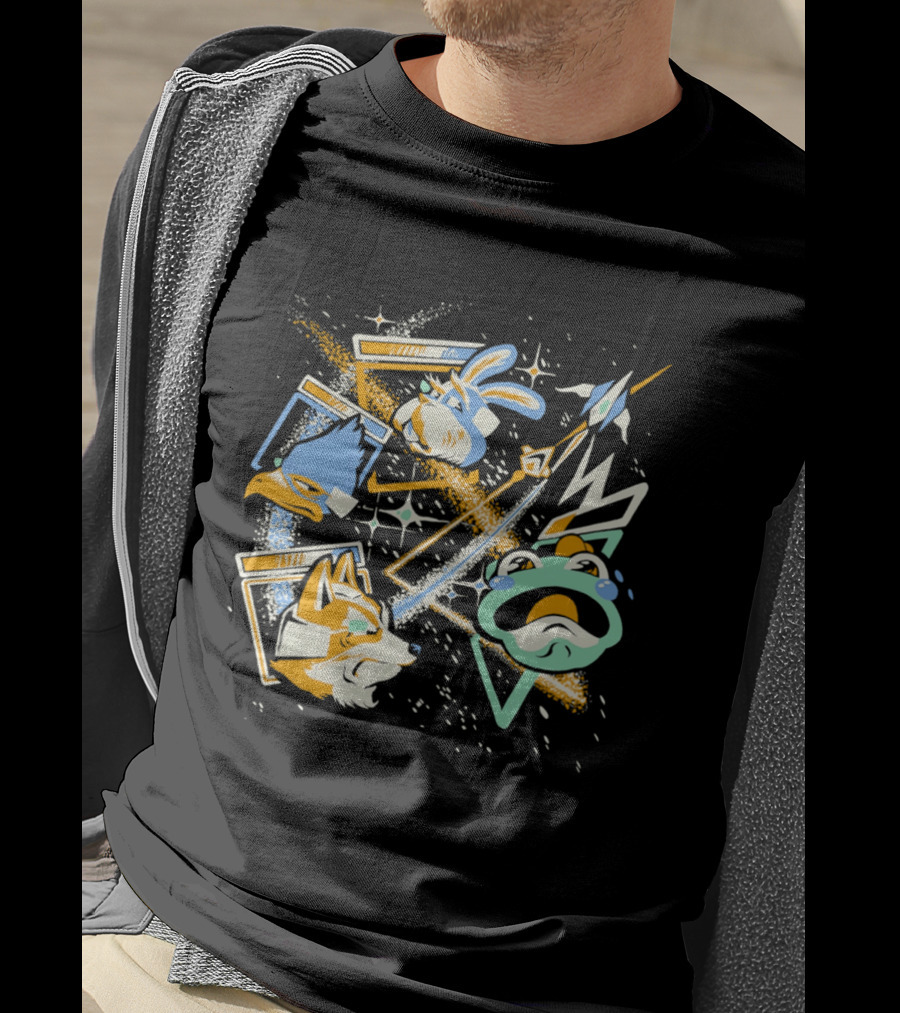 Star Fox Slippy Toad Peppy Hare Falco Lombardi Retro Game Characters T-Shirt