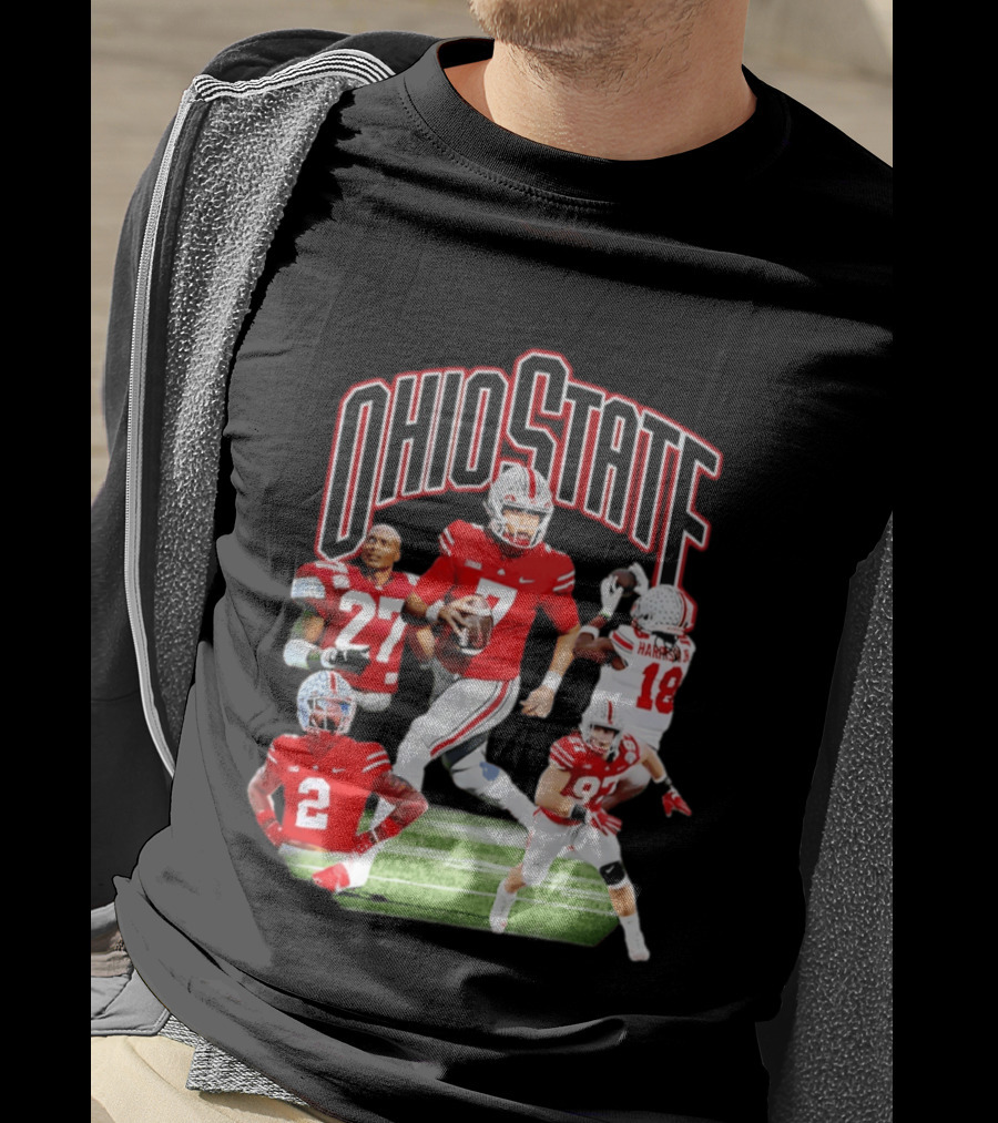 Ohio State Football Collage Featuring Harrison Jr And Star Players T-Shirt
