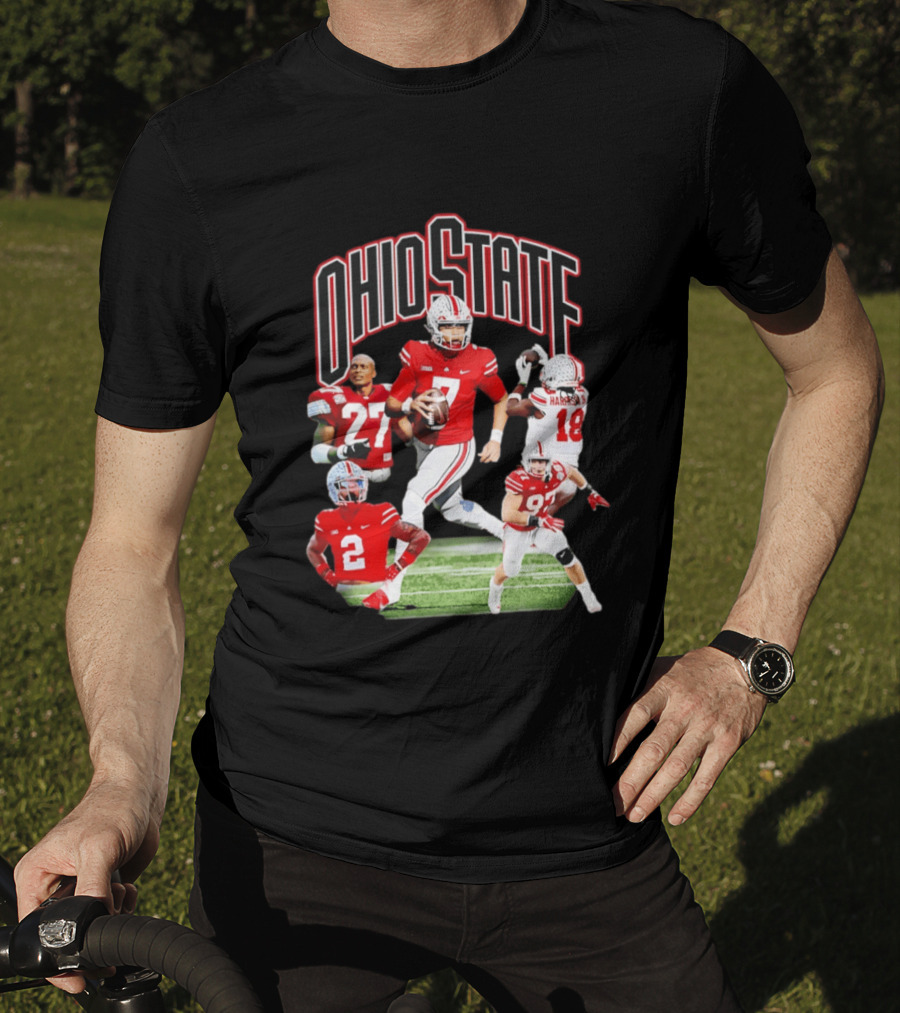 Ohio State Football Collage Featuring Harrison Jr And Star Players T-Shirt