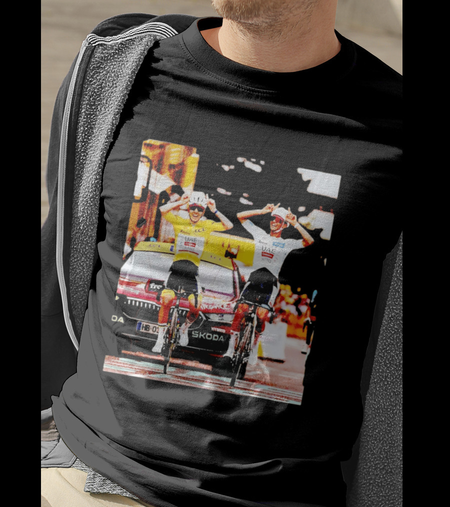 Tadej Pogačar Isaac Del Toro UAE Team Emirates Cycling Skoda Tour Celebratory Finish T-Shirt