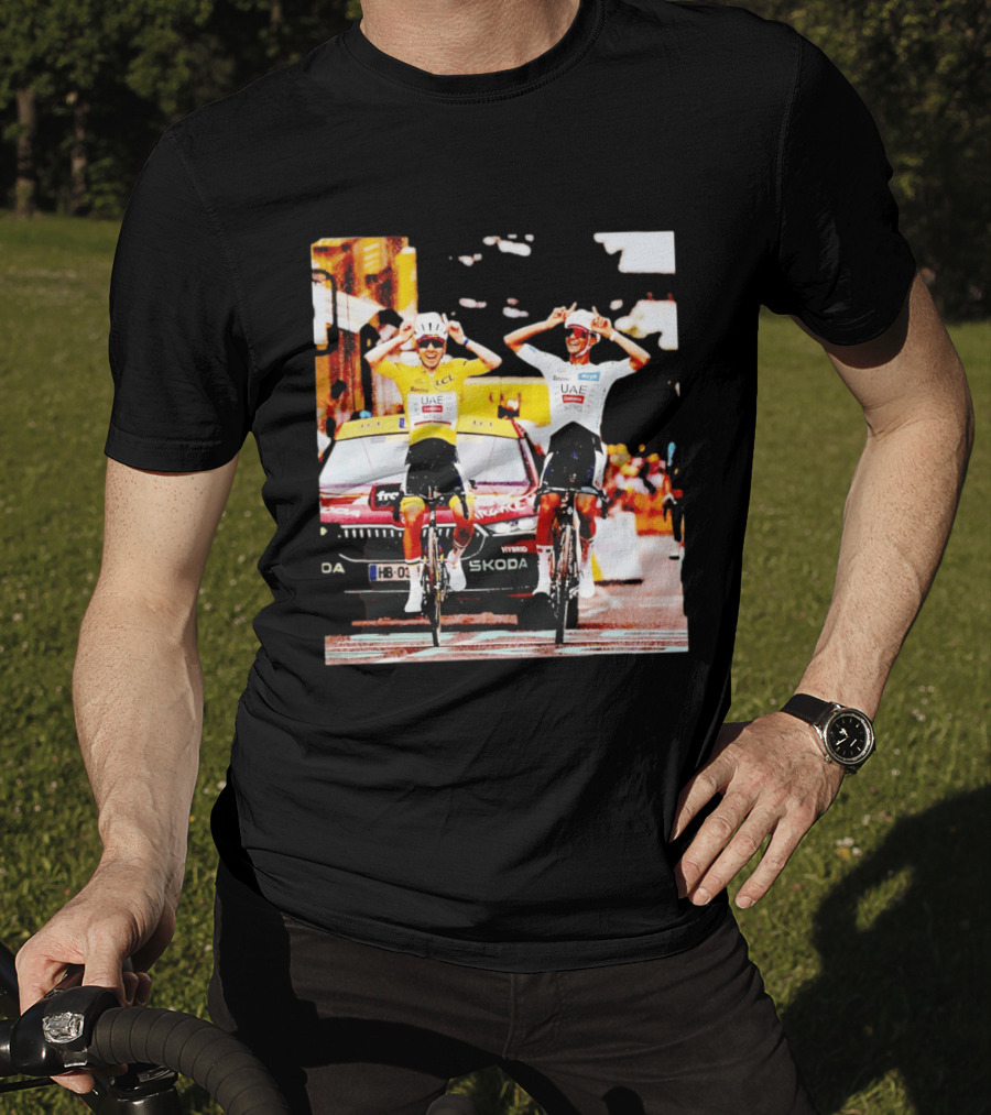Tadej Pogačar Isaac Del Toro UAE Team Emirates Cycling Skoda Tour Celebratory Finish T-Shirt