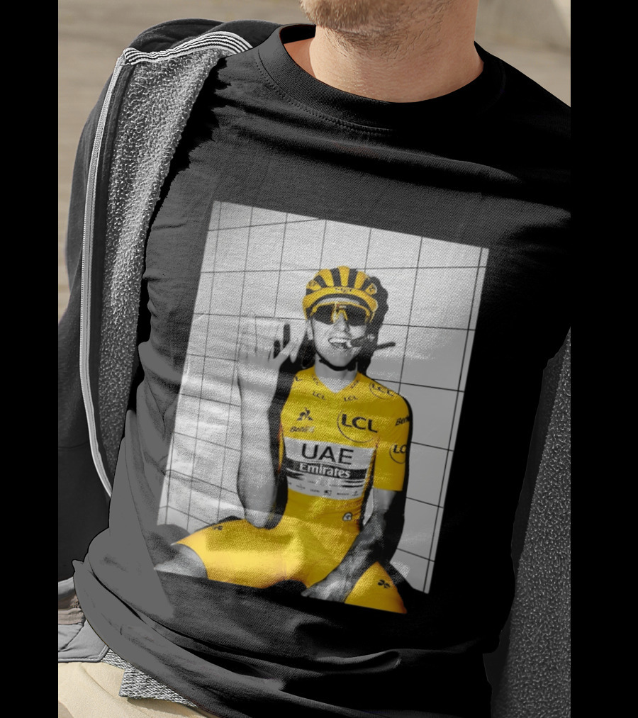 Tadej Pogačar UAE Emirates LCL Yellow Jersey Cycling Champion T-Shirt