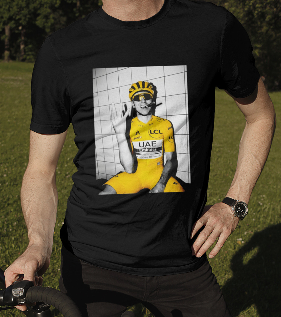 Tadej Pogačar UAE Emirates LCL Yellow Jersey Cycling Champion T-Shirt