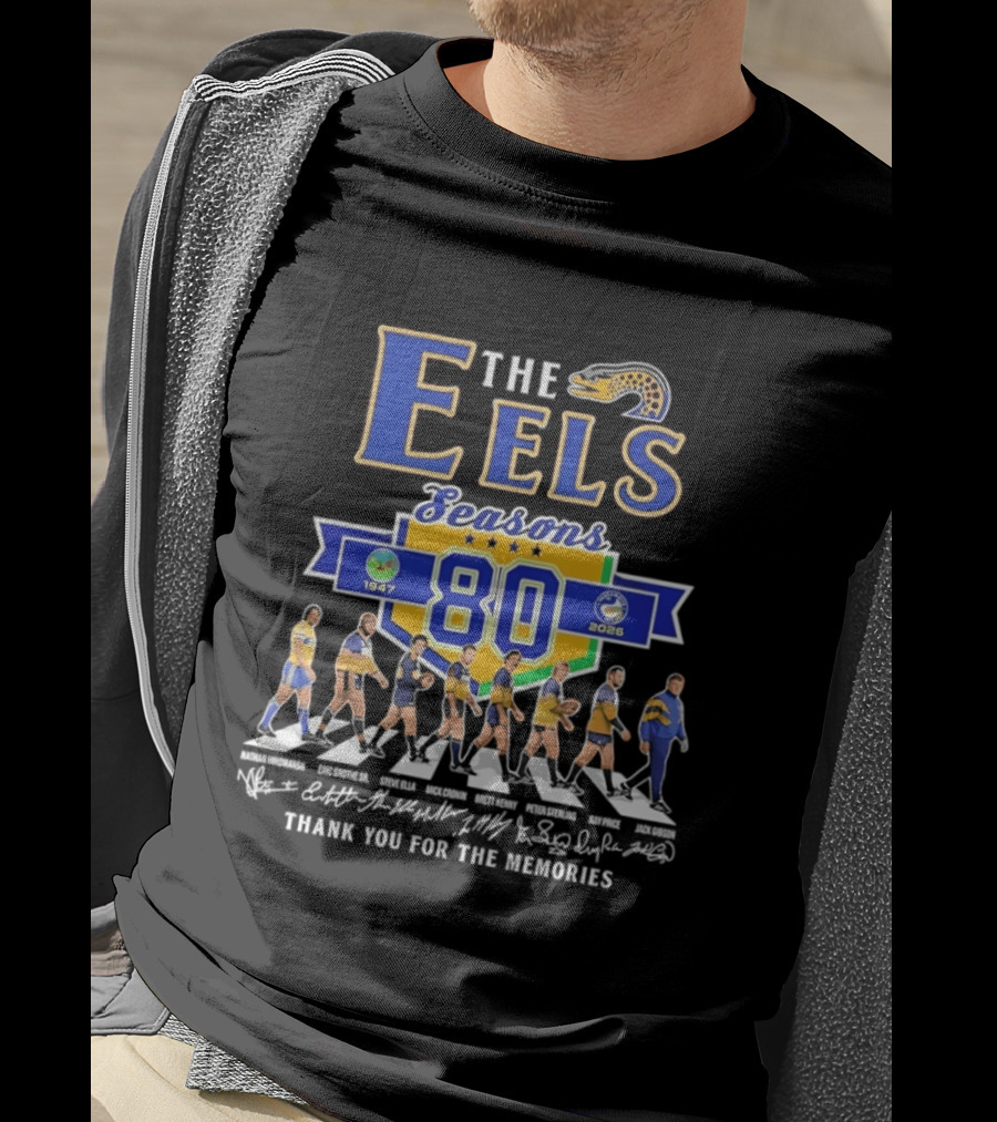 Parramatta Eels The Eels 80 Seasons 1947 2026 Abbey Road Thank You For The Memories T-Shirt