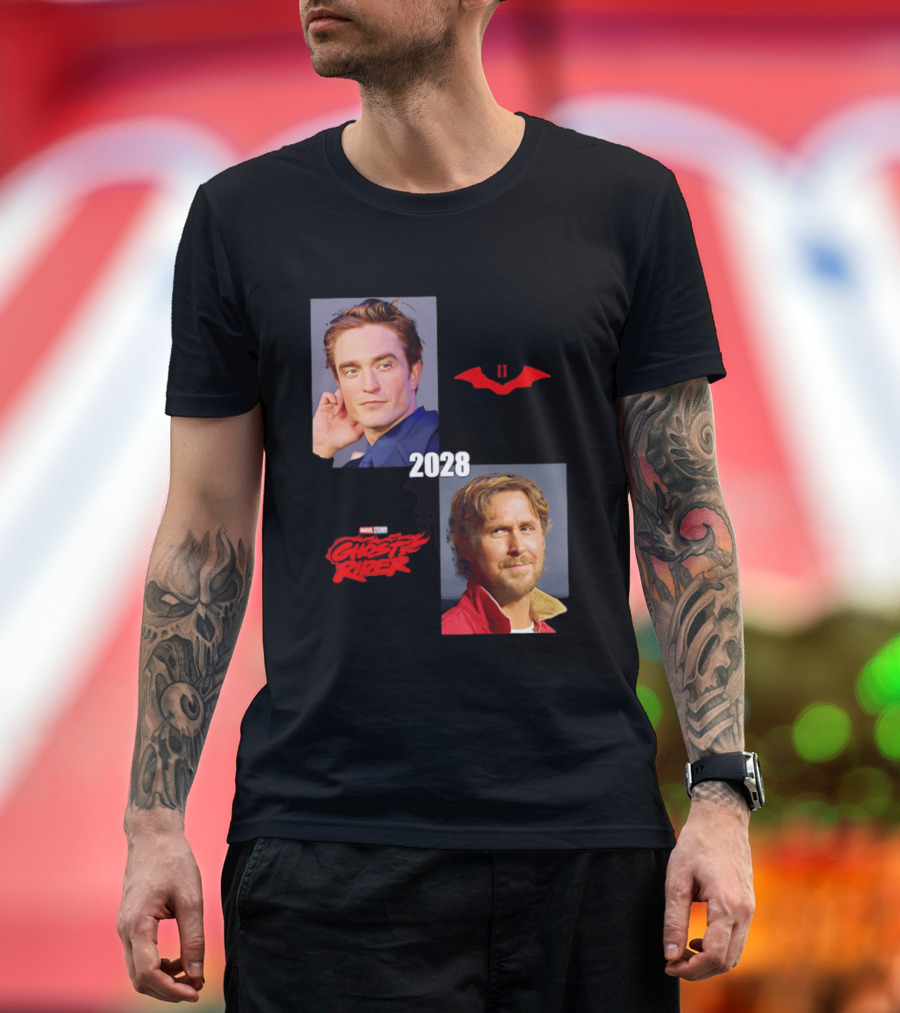 The Batman 2 2028 Marvel Studios Ghost Rider Robert Pattinson Ryan Gosling T-Shirt