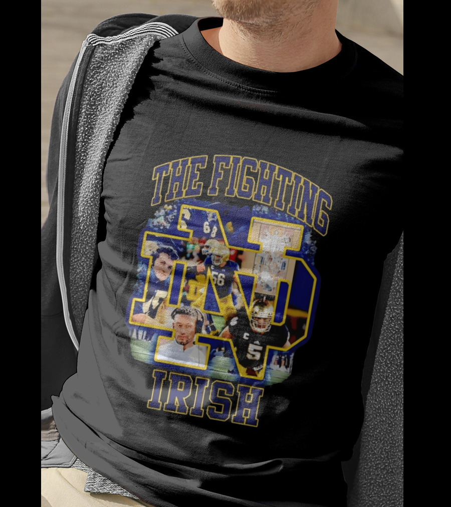 The Fighting Irish Notre Dame Collage With Marcus Freeman Players T-Shirt
