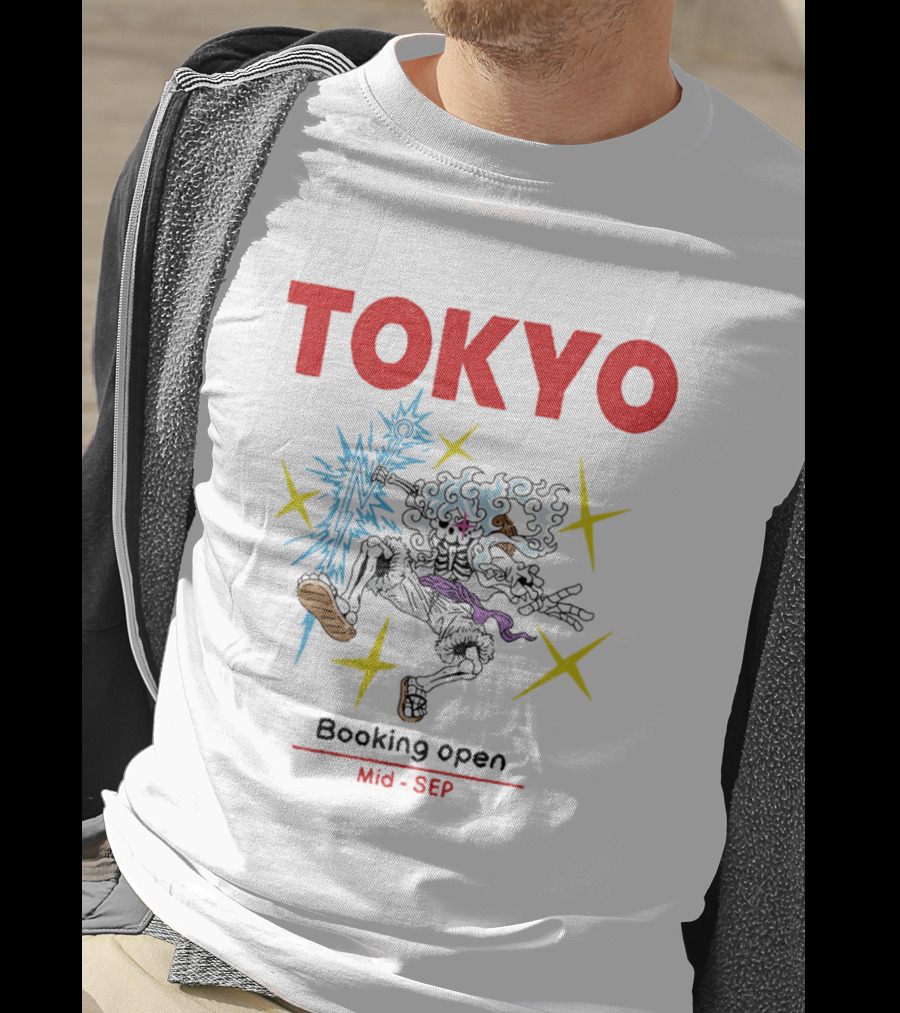 Tokyo Booking Open Mid Sep One Piece Luffy Skeleton Burst T-Shirt