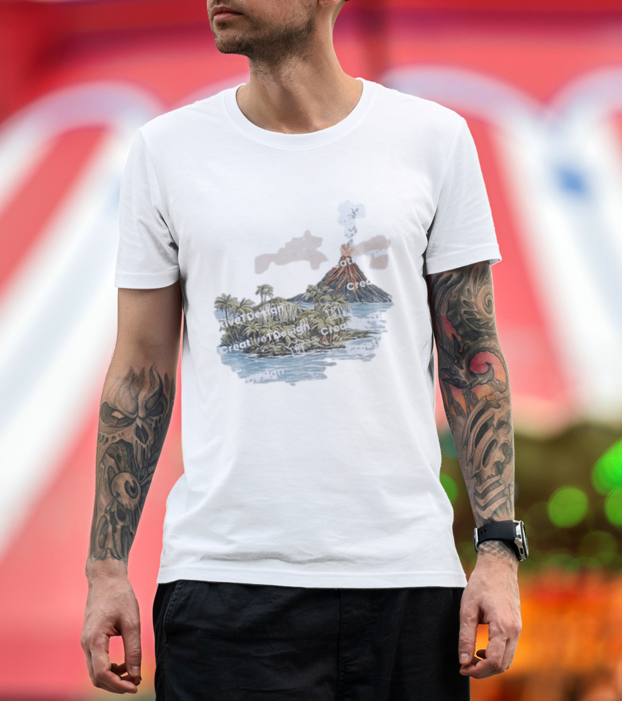 Lava Flow Volcano Tropical Island Creative T-Shirt