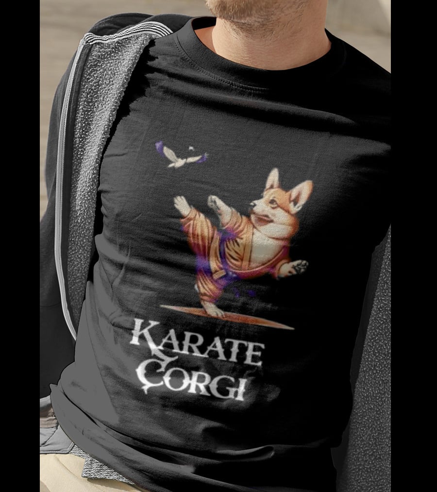 Karate Corgi Flying Crane Martial Arts Animal T-Shirt