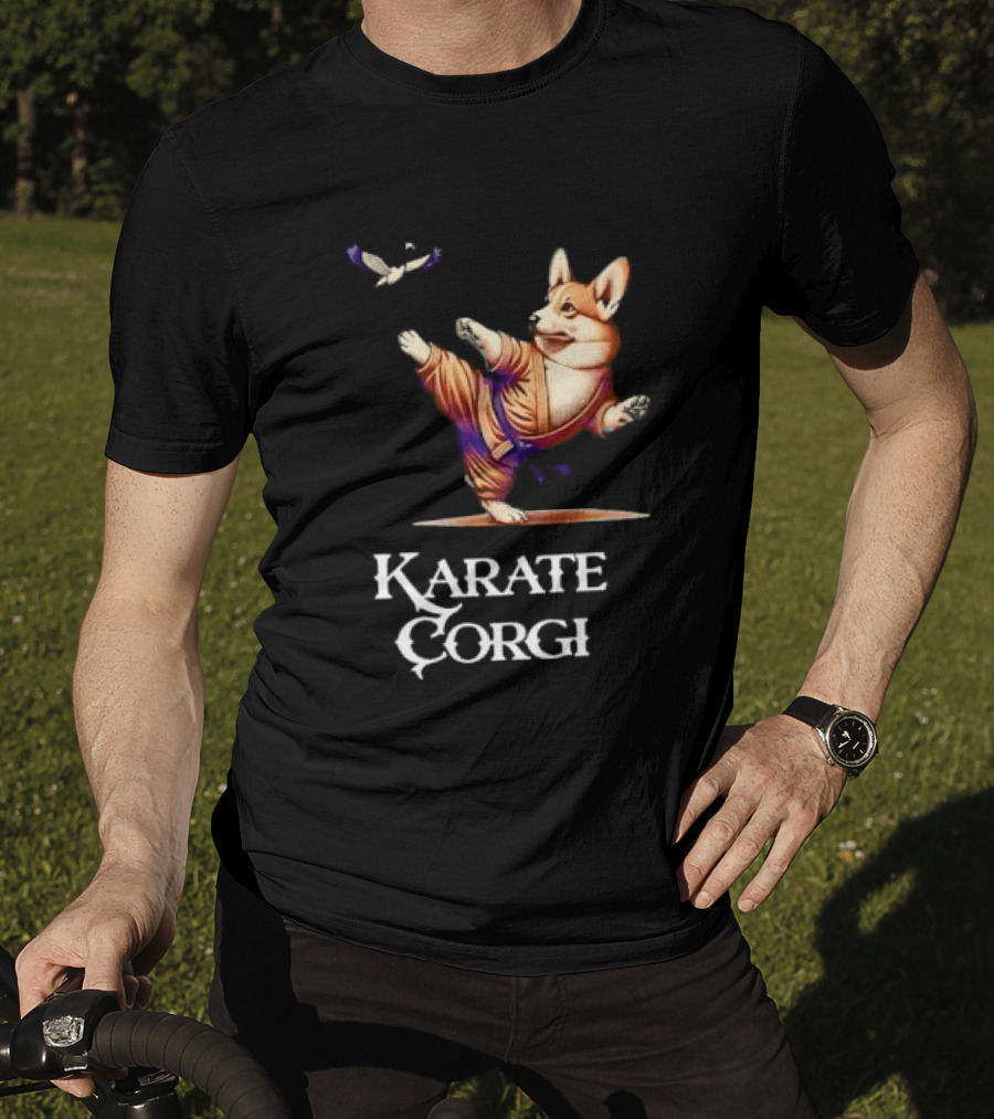 Karate Corgi Flying Crane Martial Arts Animal T-Shirt