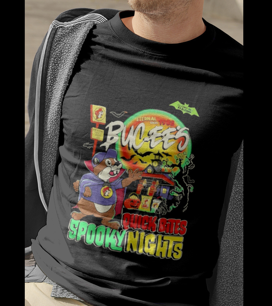 Buc Ee's Eternal Since 1982 Quick Bites Spooky Nights Halloween Glow In The Dark T-Shirt