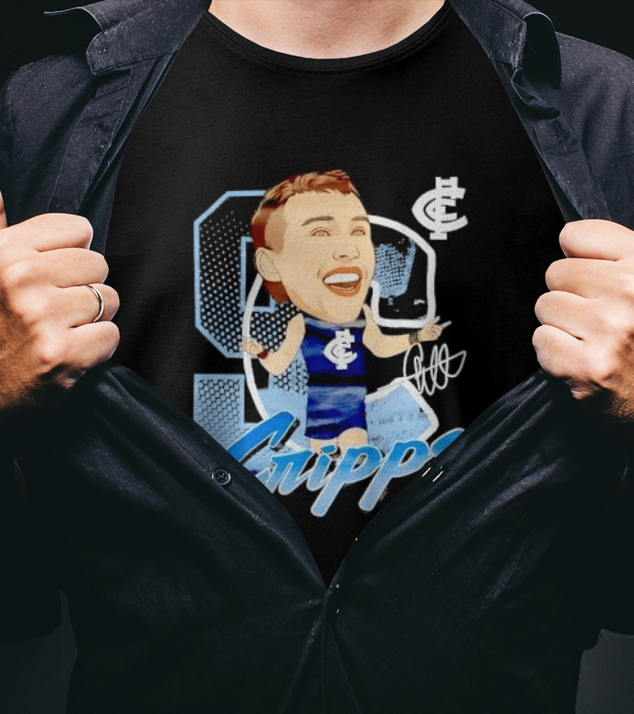 Carlton FC Patrick Cripps Caricature With Signature T-Shirt