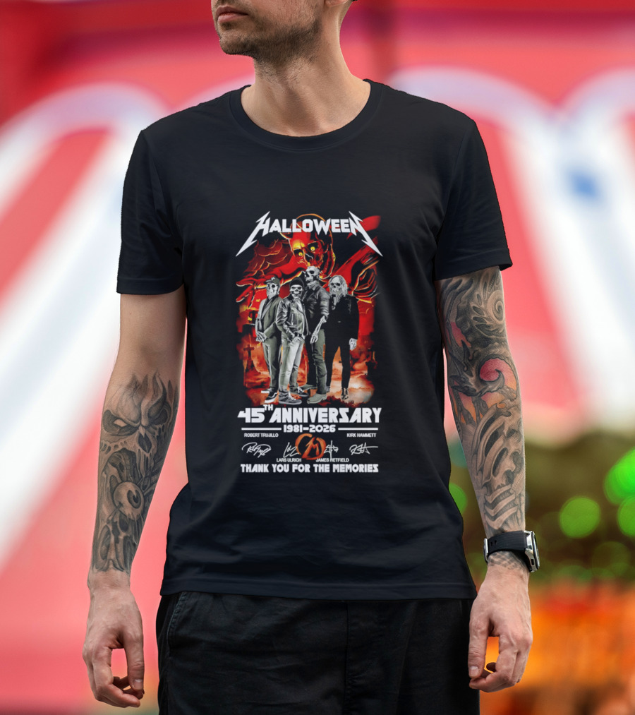 Halloween 45th Anniversary 1981 2026 Robert Trujillo Lars Ulrich James Hetfield Kirk Hammett Thank You For The Memories T-Shirt