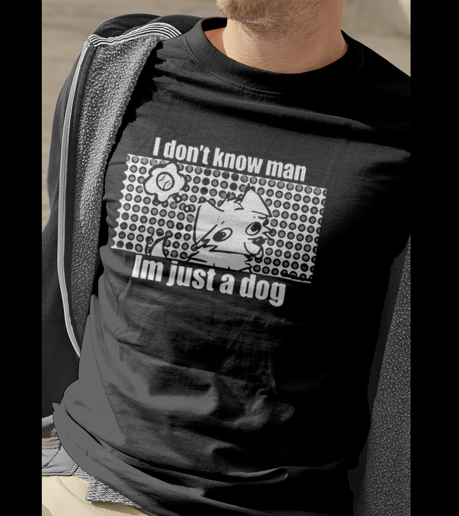 I Don't Know Man I'm Just A Dog Polka Dot Cartoon Face Flower T-Shirt