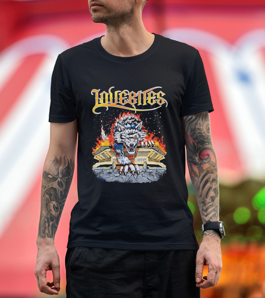 Lovebites Wolf Flames Building T-Shirt