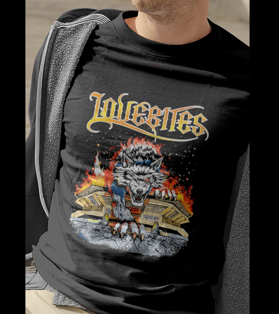 Lovebites Wolf Flames Building T-Shirt