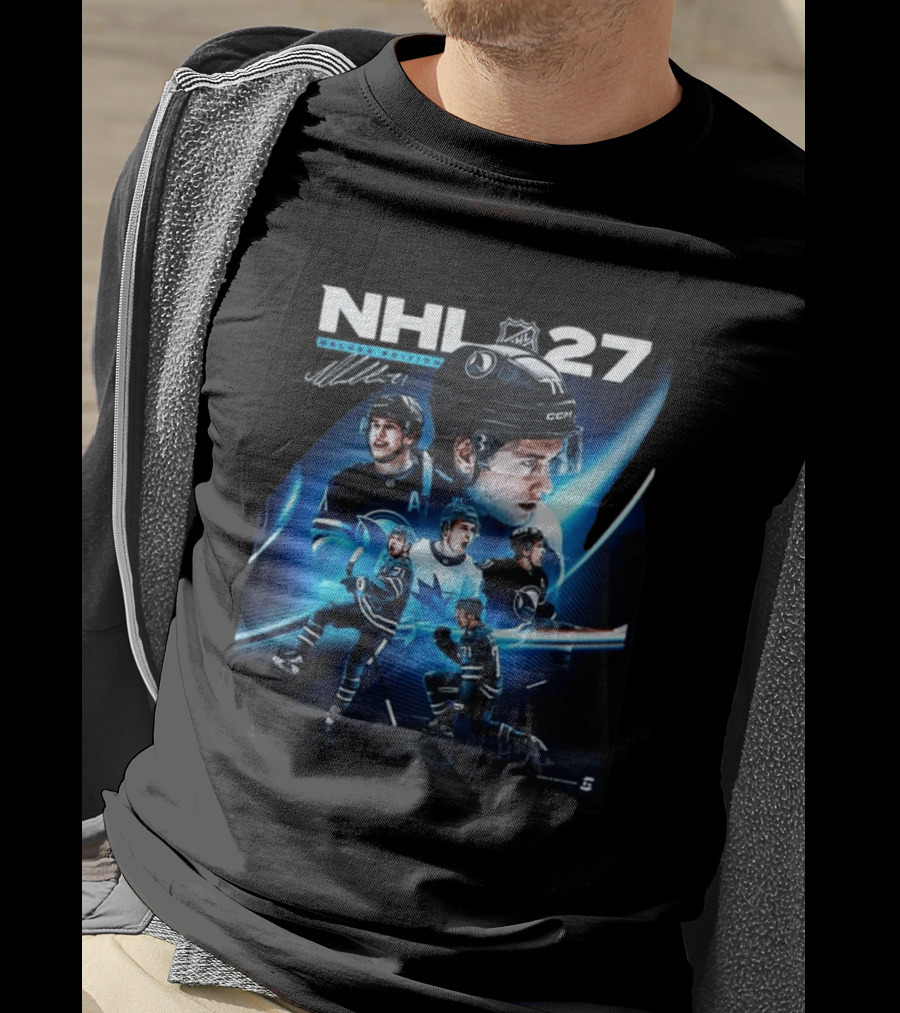 NHL 27 Deluxe Edition Macklin Celebrini Autographed Cover T-Shirt
