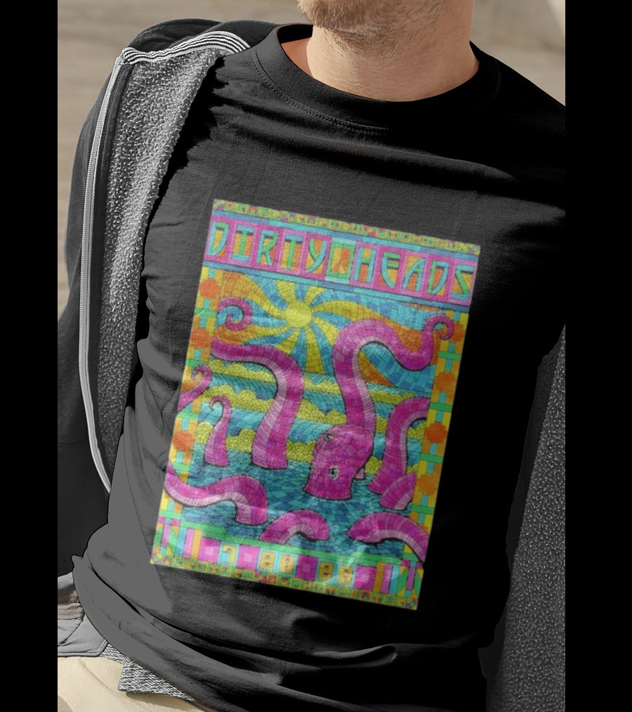 Dirty Heads Grand Rapids MI Acrisure Amphitheater July 28 2026 Psychedelic Octopus Sunburst T-Shirt
