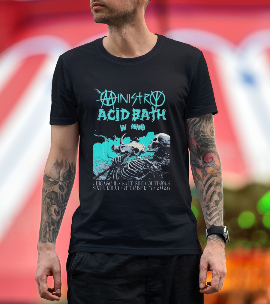 Ministry X Acid Bath Windhand Chicago IL Salt Shed Outdoors October 3 2026 Skeletons And Sea Monster T-Shirt