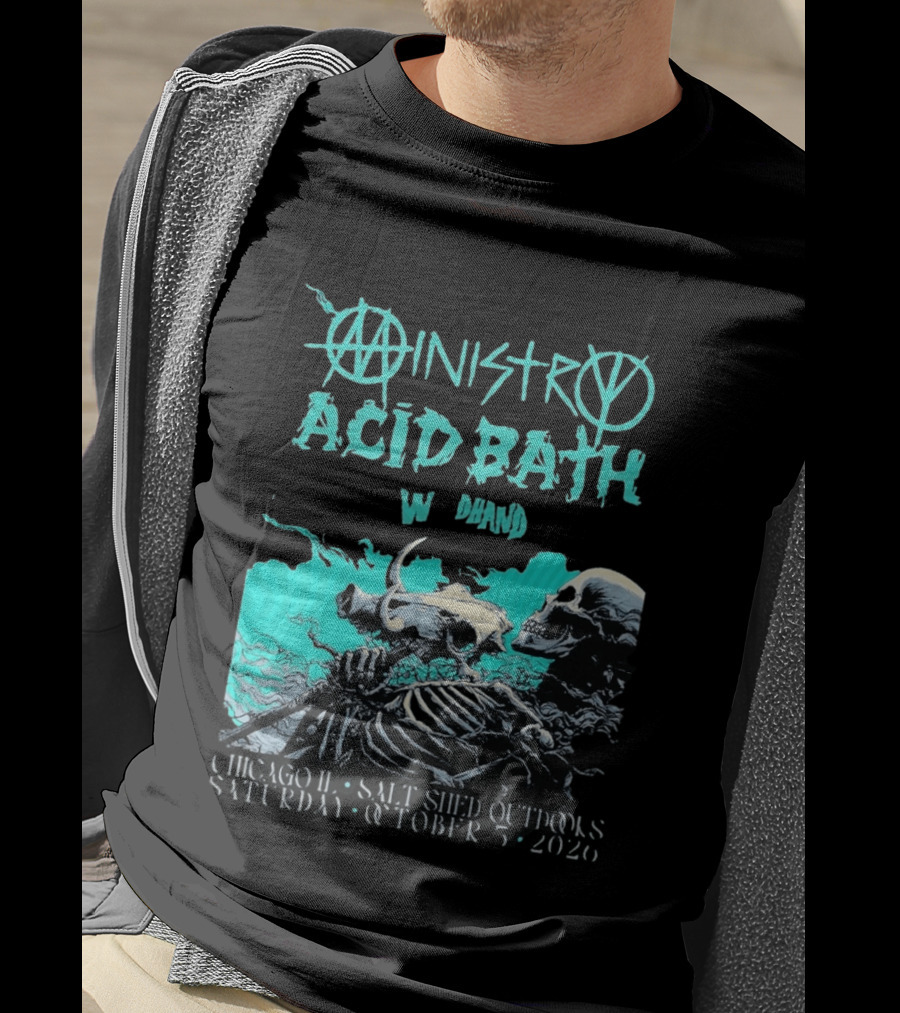 Ministry X Acid Bath Windhand Chicago IL Salt Shed Outdoors October 3 2026 Skeletons And Sea Monster T-Shirt