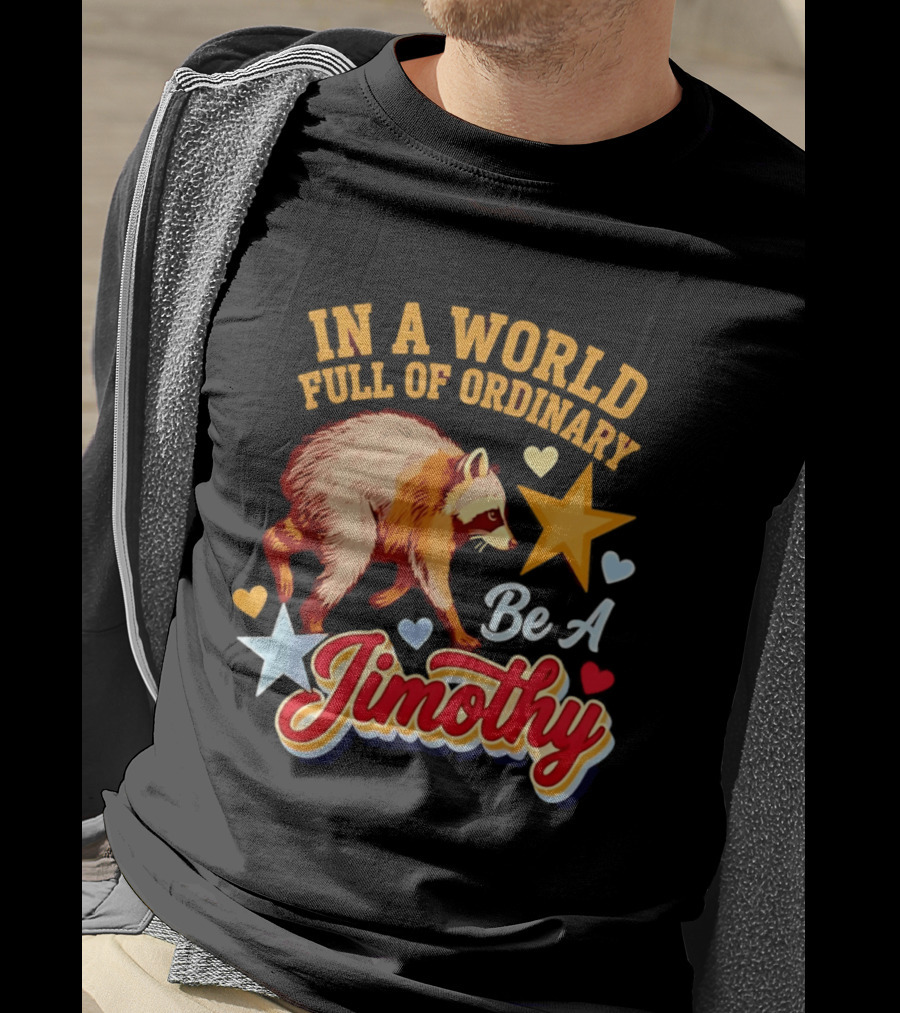 In A World Full Of Ordinary Be A Jimothy Raccoon Stars Hearts T-Shirt