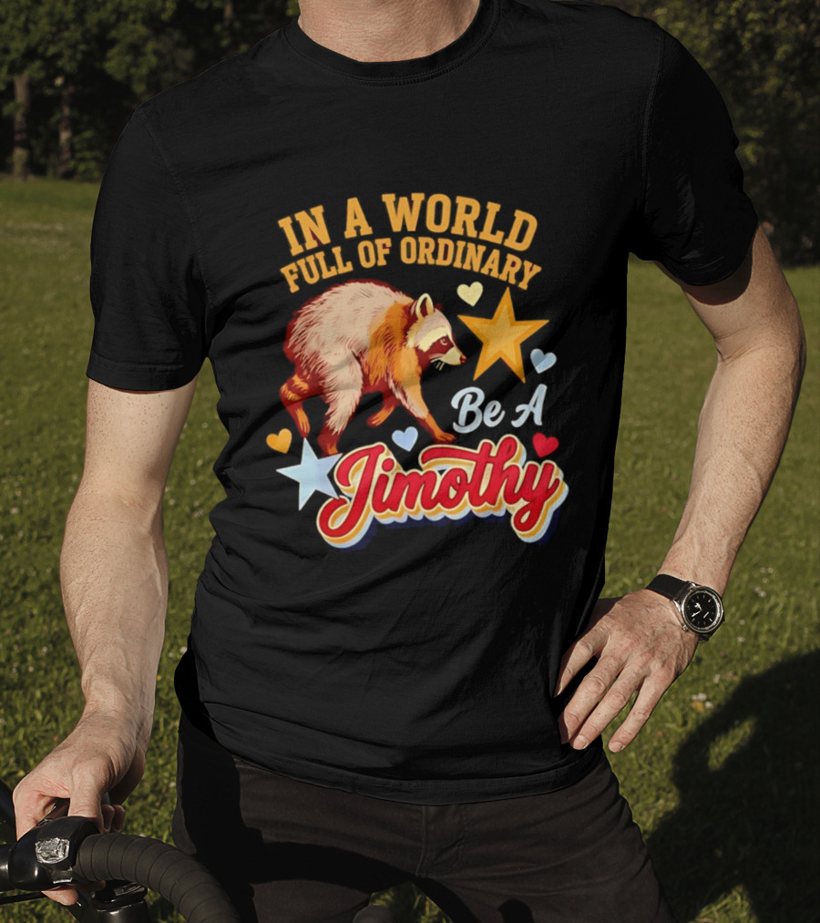 In A World Full Of Ordinary Be A Jimothy Raccoon Stars Hearts T-Shirt