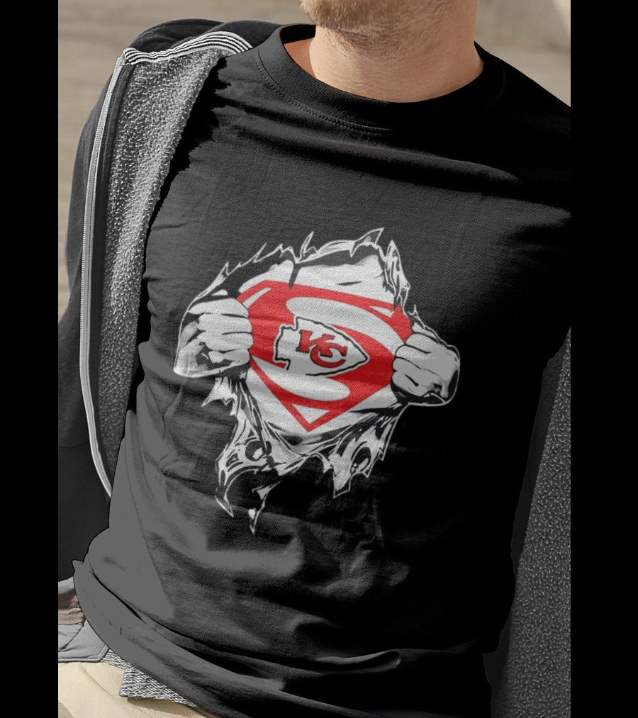 Kansas City Chiefs Superman Rip KC Logo Fan Pride T-Shirt