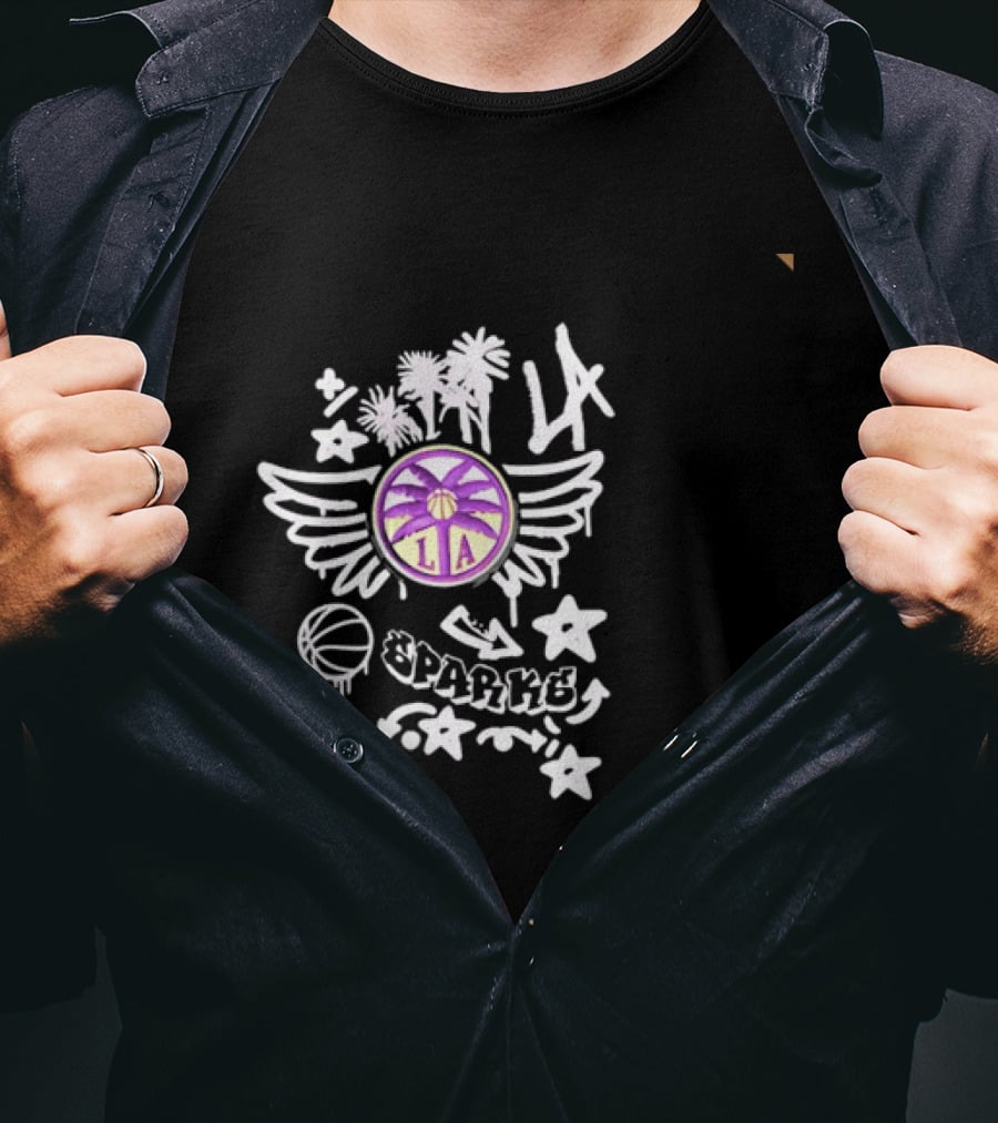 LA Sparks Graffiti Wings Basketball Stars T-Shirt