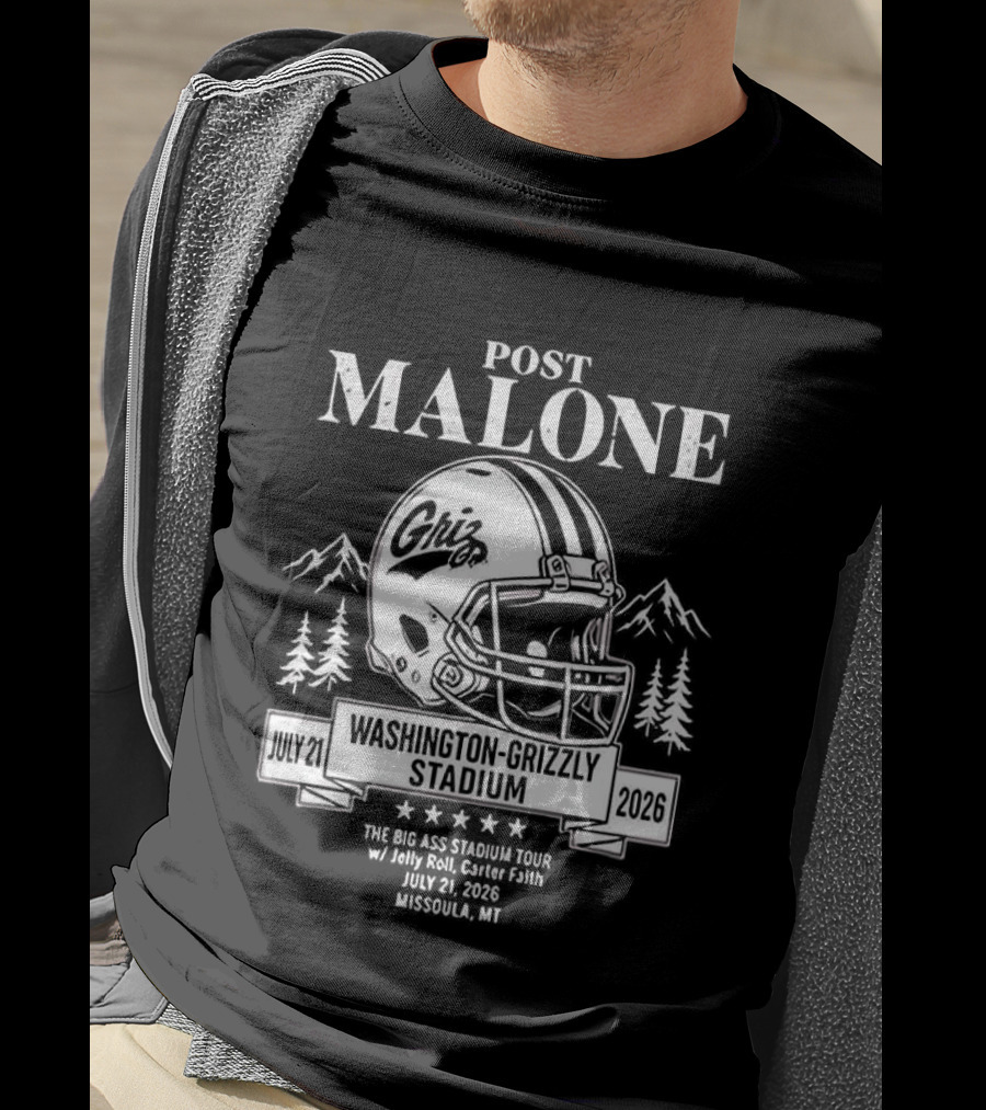 Post Malone Washington Grizzly Stadium Tour 2026 Montana Grizzlies Missoula July 2 T-Shirt